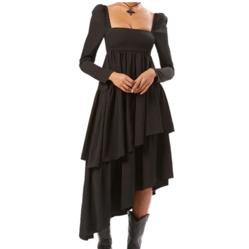 Weworewhat black ruffle high low dress never worn